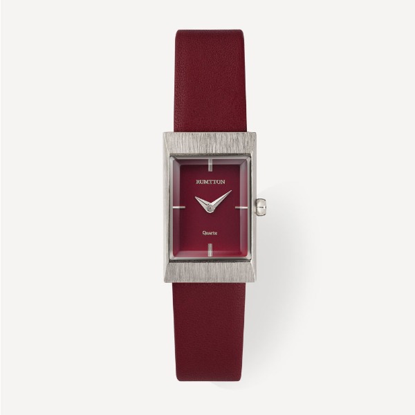 Grid leather watch (그리드 레더 워치) Bugundy/Silver