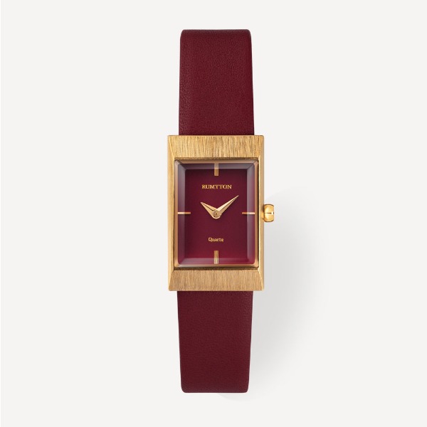 Grid leather watch (그리드 레더 워치) Bugundy/Gold