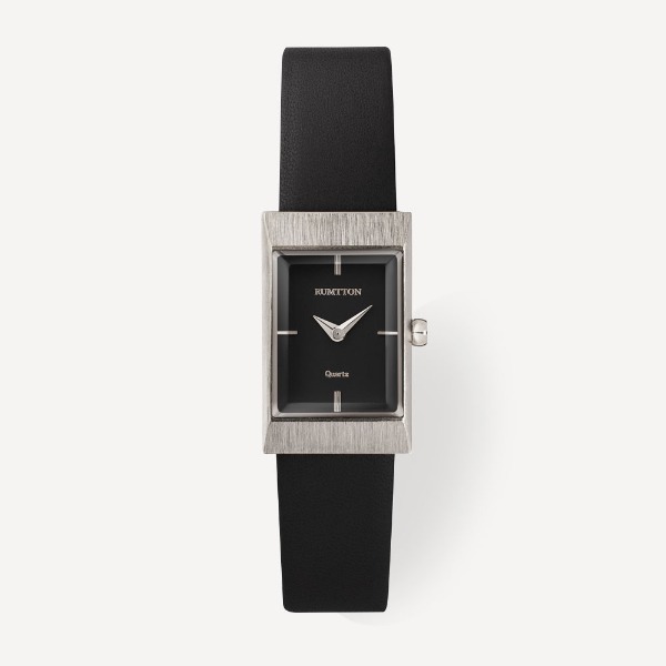 Grid leather watch (그리드 레더 워치) Black Silver