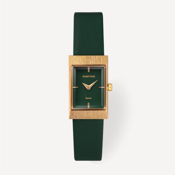 Grid leather watch (그리드 레더 워치) Green Gold
