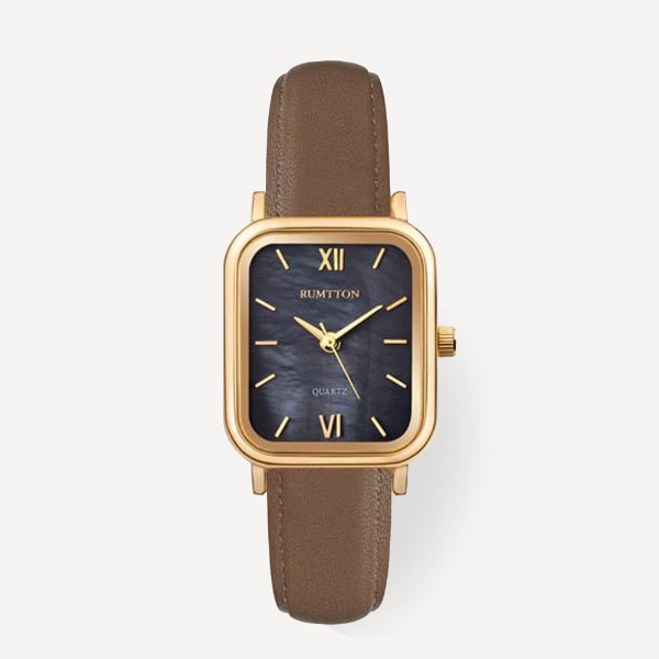 Harbor leather watch (하버 레더 워치) Black Gold Brown